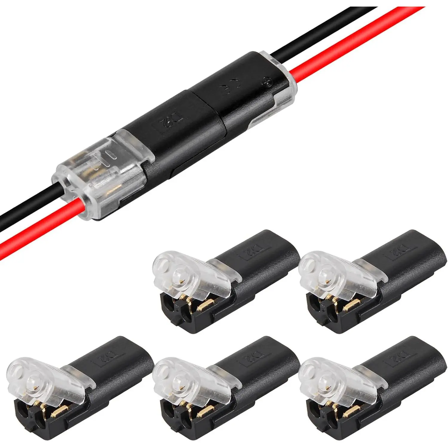 5 count 2 Pin Double-Wire Plug-in LED Light Strip Connectors 2pin Low  Wire Connector with Locking Buckle for  Connection to LED Strip Lights