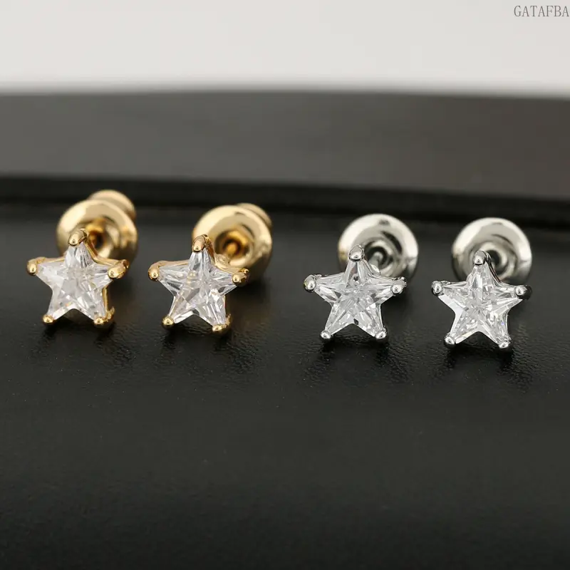 3D Star Rhinestone Stud Earrings, Minimalist Compact Star Design, Gentle Ear‑Friendly Fashion Ear Jewelry