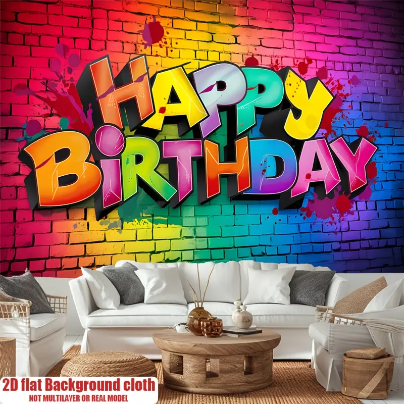 Happy Birthday Tapestry, Polyester Banner Decor, Home Decor, Room Decor, Wall Decor, Party Background Decor, Party Decor/Supplies/Gifts Decorative Background