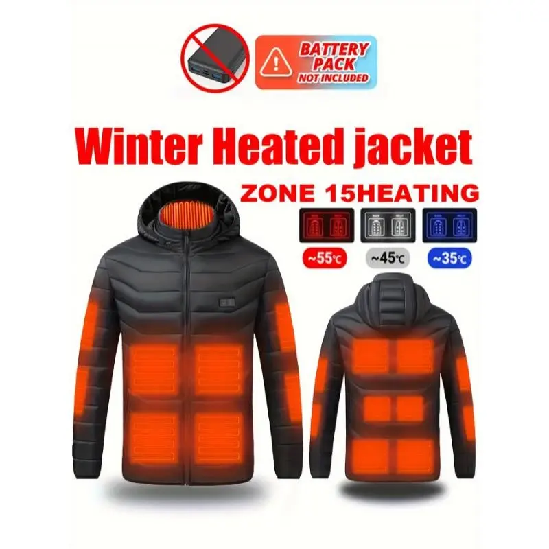 Men's Rechargeable Battery-Powered Heated Hooded Jacket