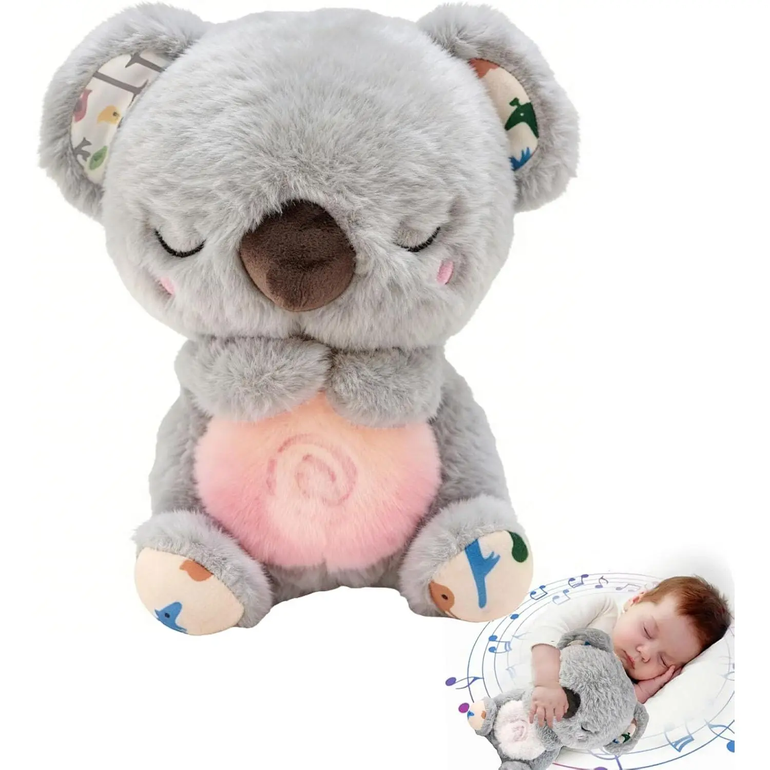 Soothing Breathing Stuffed Animal for Anxiety Adults and Kids, Portable Plush Baby Toy Anxiety Relief Koala, Breathing Animals Anxiety Bear, Easter Basket Stuffers for Teens Toddler