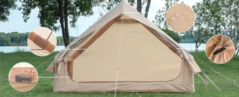 [Bellemave]Inflatable Tent With Pump,Glamping Tents For 4-6 Person, Easy Setup 4 Season Waterproof Outdoor Tent,Waterproof Luxury Glamping Tent with 12 Mesh Window