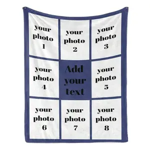 Custom Photo Blanket, Personalized 8 Photo Collage Flannel Throw Blanket with Custom Text, Soft Cozy Memory Blanket for Couples Family, Couch Bed Bedroom Decor Gift