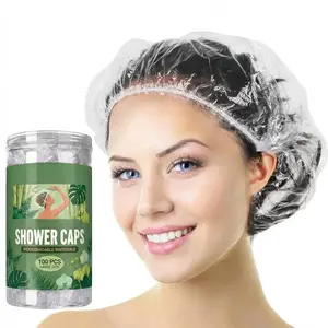 Shower Cap Disposable,100 PCS Bath Caps Large Thick Clear  Plastic Elastic Hair Bath Caps for Women Deep Conditioning Hair Care Hotel Travel Essentials Accessories