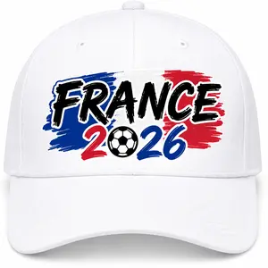 France 2026 Baseball Cap, White Adjustable Sports Graphic Hat for Men Women, Blue White Red Soccer Letter Print Cap, Outdoor Travel Match Day Gift