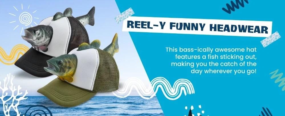 Funny 3D Fish Animal Trucker Hat Mesh One Size Novelty Fishing Hat Breathable Adjustable Fit Baseball Cap For Men Women