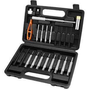 22- Punch and Hammer Set, Steel Roll Pin Punch Set with Interchangeable Hammer Heads, Durable Punch Tool Kit for Maintenance, with Storage Case