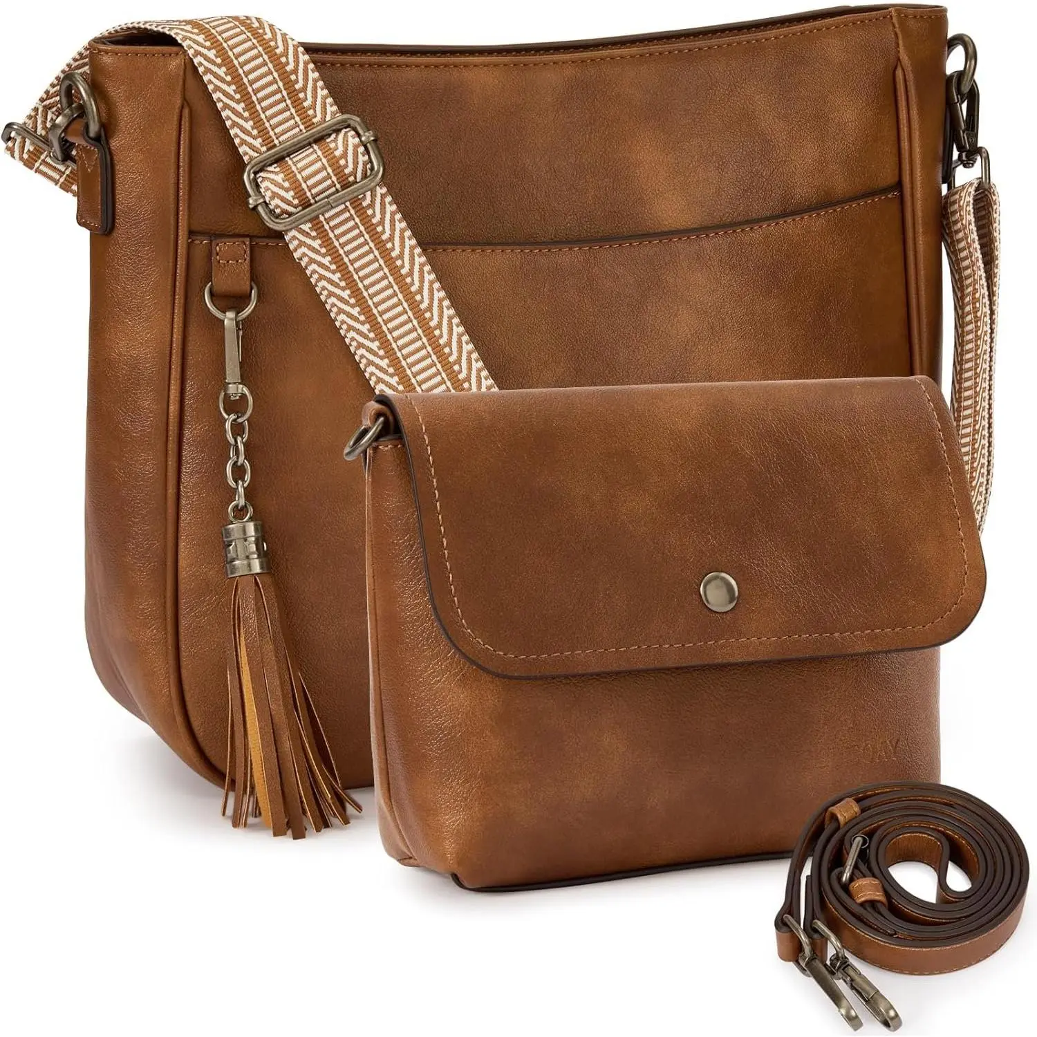 2 count/Set Crossbody Bags for Women,Vegan Leather Hobo Purses | 2 Adjustable Guitar Strap,Large Capacity,Multi Pockets,Crossbody Bags And Wallet Purse Set For For Travel Work Daily
