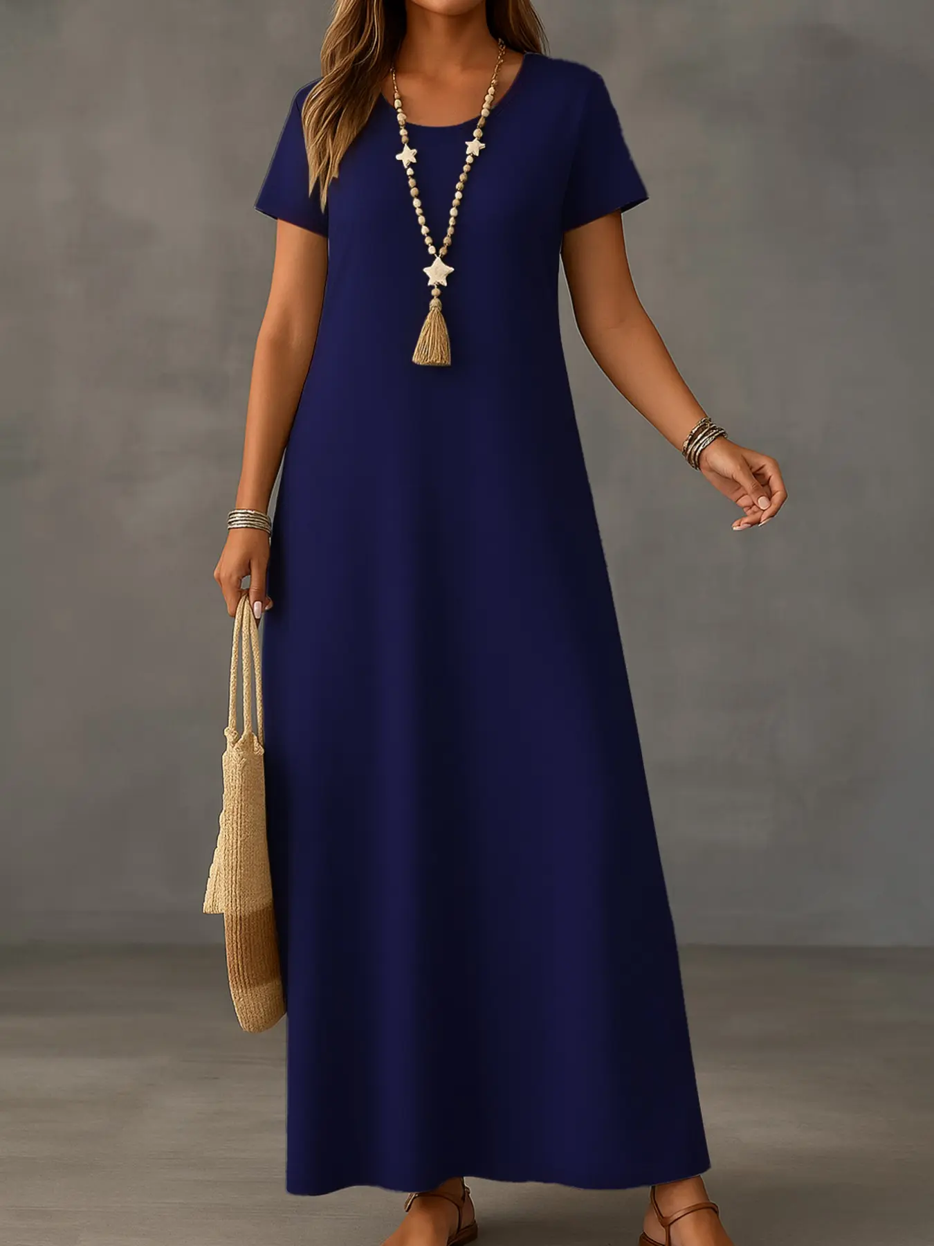 New Arrival. Women's Basic Comfortable Stretch Knit Maxi Dress, ideal for casual outings, work commutes and daily wear, a perfect pick for summer styling