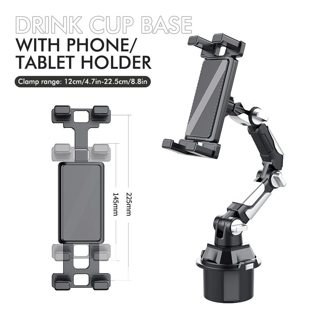 Car Cup Holder Phone Mount, Universal Tablet and Smartphone Holder with Long Adjustable Arm for Vehicles, Convenient Accessory for Driving, Cell Phone Car Mount