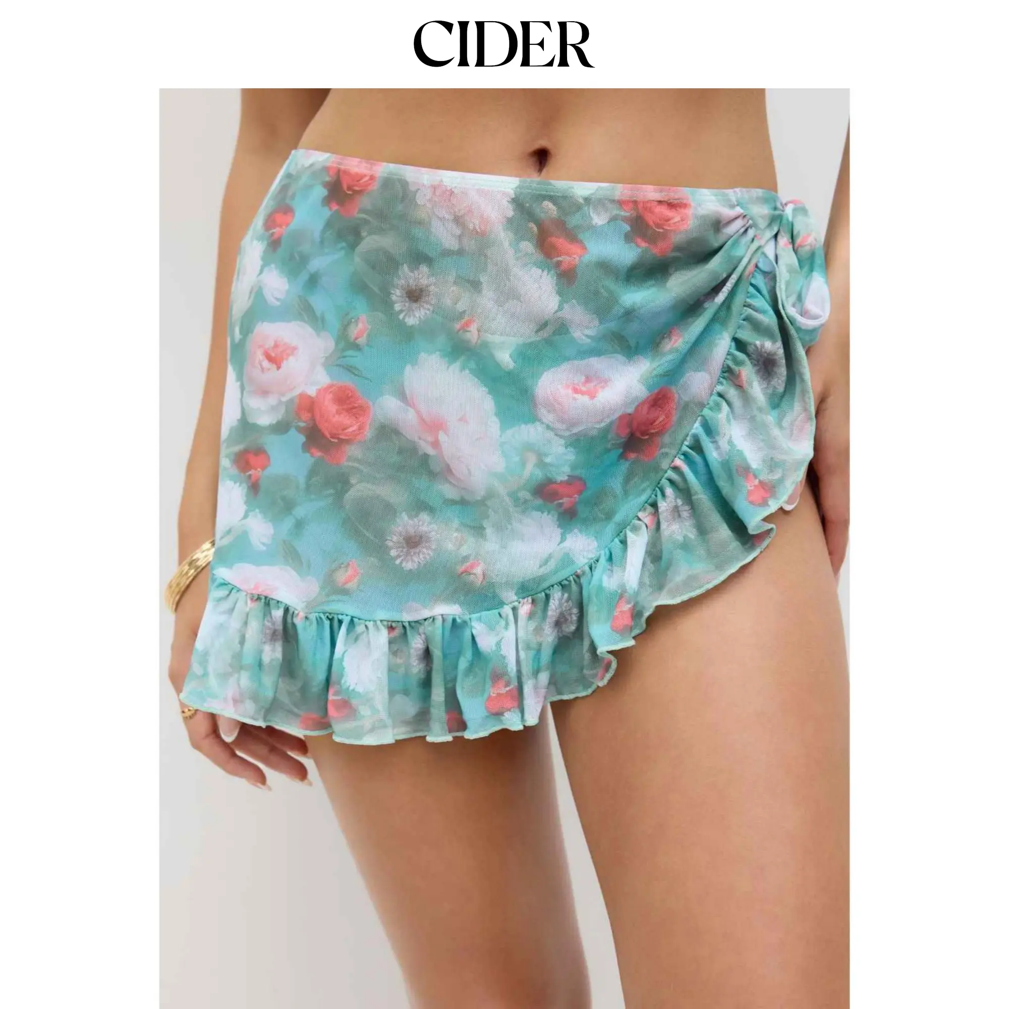 Cider Floral Lettuce Trim Sarong