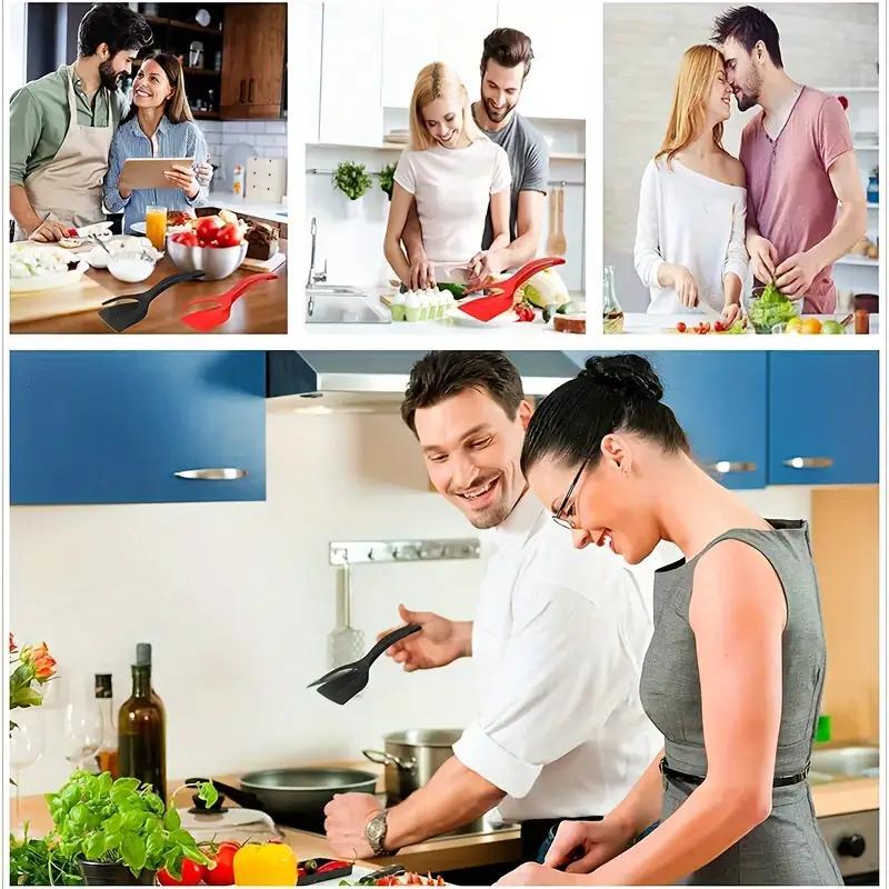 2 in 1 Egg Spatula Tongs, 2pcs Multifunctional Egg Flipper, Kitchen Cooking Utensils for Barbecue, Burger, Pancake, Kitchen Utensils Gadgets