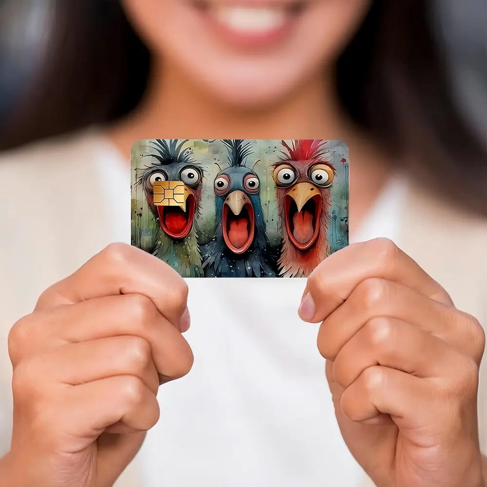 Funny Chicken Bank Card Stickers, Waterproof Anti-Scratch Fingerprints, Affordable Personalized Card Decor, Stress Relief Fun Accessory, Waterproof Vinyl Sticker