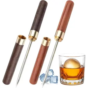2 Pack Ice Pick - 9 Inch Ice , Stainless Steel Ice Pick with Cover & Non-Slip Wooden Handle, Break Ice Tool for Bars, Kitchen, Bartender Breaking Ice