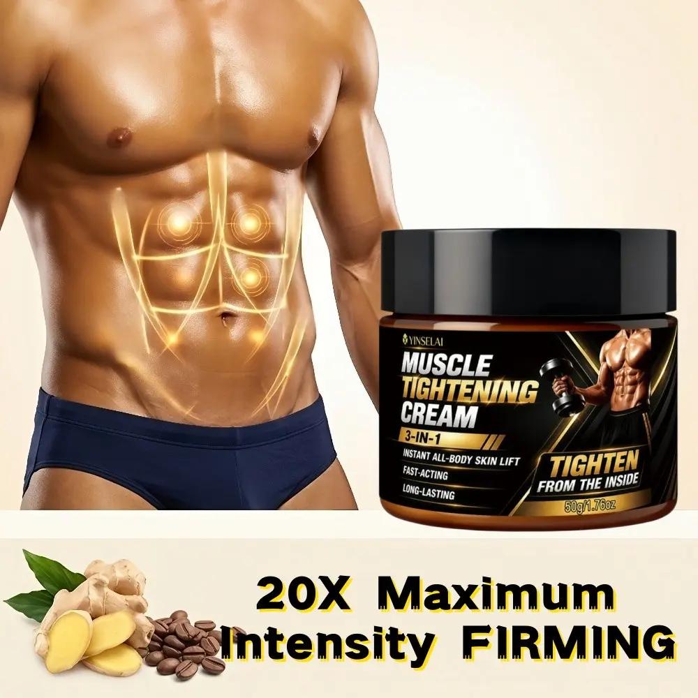 Men's Sports Abdominal Heat Cream, Moisturizing and Firming, Contains Bee Venom Collagen Turmeric, Deep Hydration, Quick Absorption