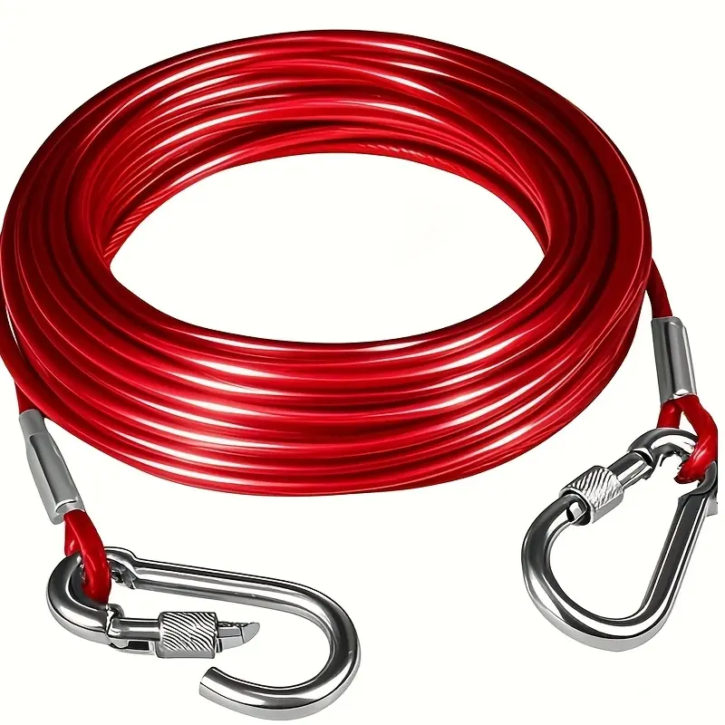 1 piece of wire rope with lock, ideal for outdoor hanging, boat anchors, clothes drying, dog walking, pet leash