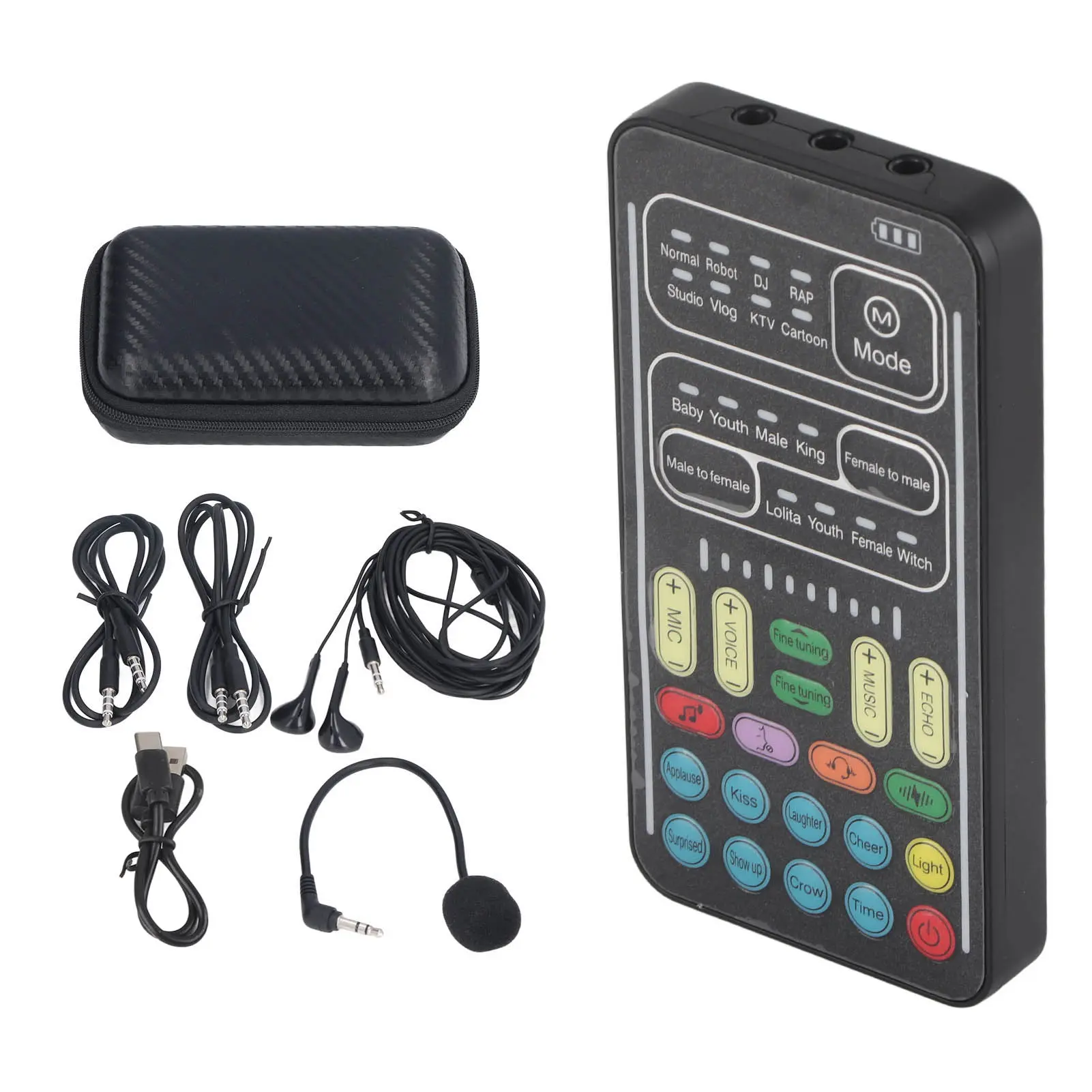 I9 Voice Changer Set Multifunction Portable Recording Mini Sound Card for Game Anchor Recording Computer