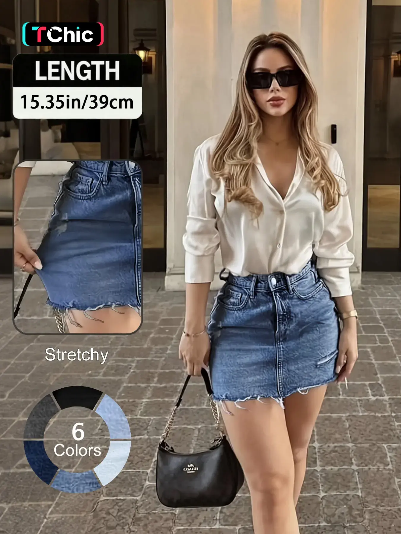 Women's Denim Skirt, Fashion Casual Ripped Skirt for Daily Outdoor Wear, Ladies Bottoms for Summer