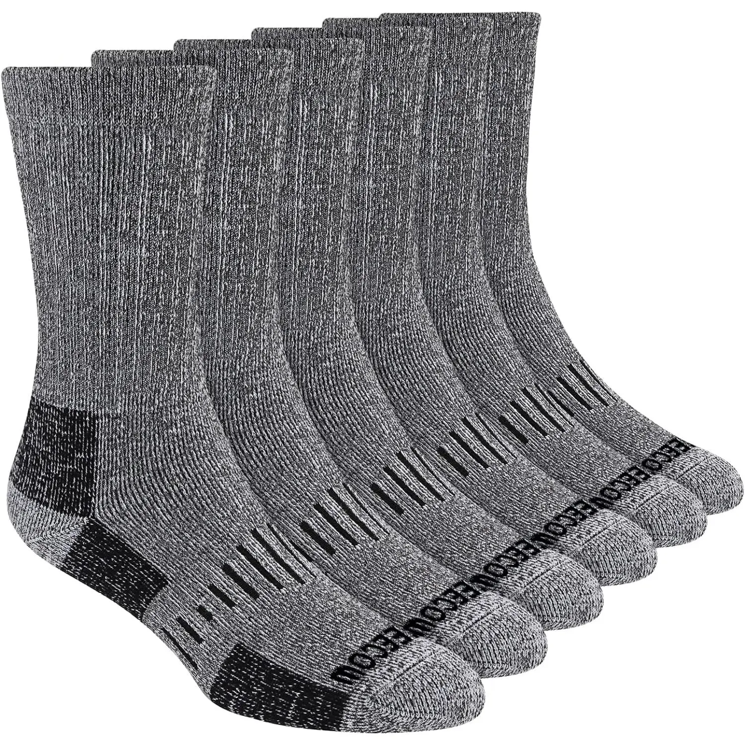 Adults' 80% Merino Wool Rib Fuzzy Socks (3 Pairs) - Thermal, Warm, Cushioned Toe, Durable, Stretchable Winter Socks with Full Elastic Fit for Hiking, Running, Prevents Pain, Flexible Fit