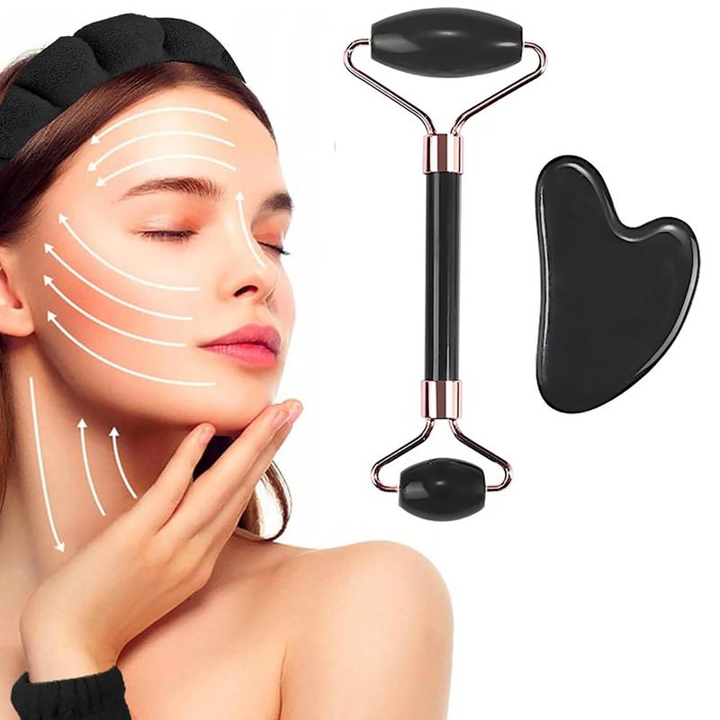 Face Massage Tool, 2 Counts/set Face Roller & Body Massage Tool, Including 1 Massage Roller & 1 Heart Shape Gua Sha Board, Facial Massage Tool, Christmas Gift