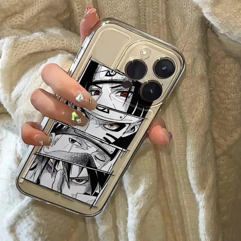 Japan Anime Sasuke Sharingan Itachi Anime Back Phone Case for iPhone 11 12 13 14 15 16 17 Pro Max Plus Kakashi Shockproof Cover