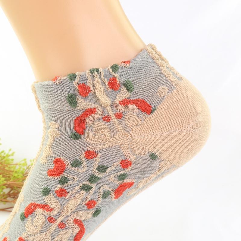 Spring and Autumn Women's Thin Cotton Low-Cut Vintage Socks, Korean Style Summer Breathable Short Socks, Low-Cut Socks