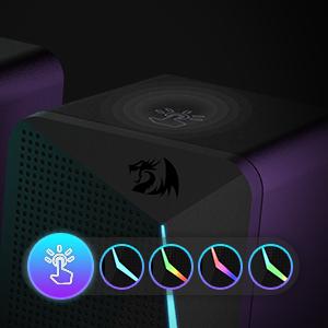 Redragon GS510 RGB Audio Desktop Speakers, 2.0 Channel PC Computer Speaker with 4 Colorful LED Backlight Modes, Enhanced Bass and Easy-Access Volume Control, USB Powered w/ 3.5mm Cable
