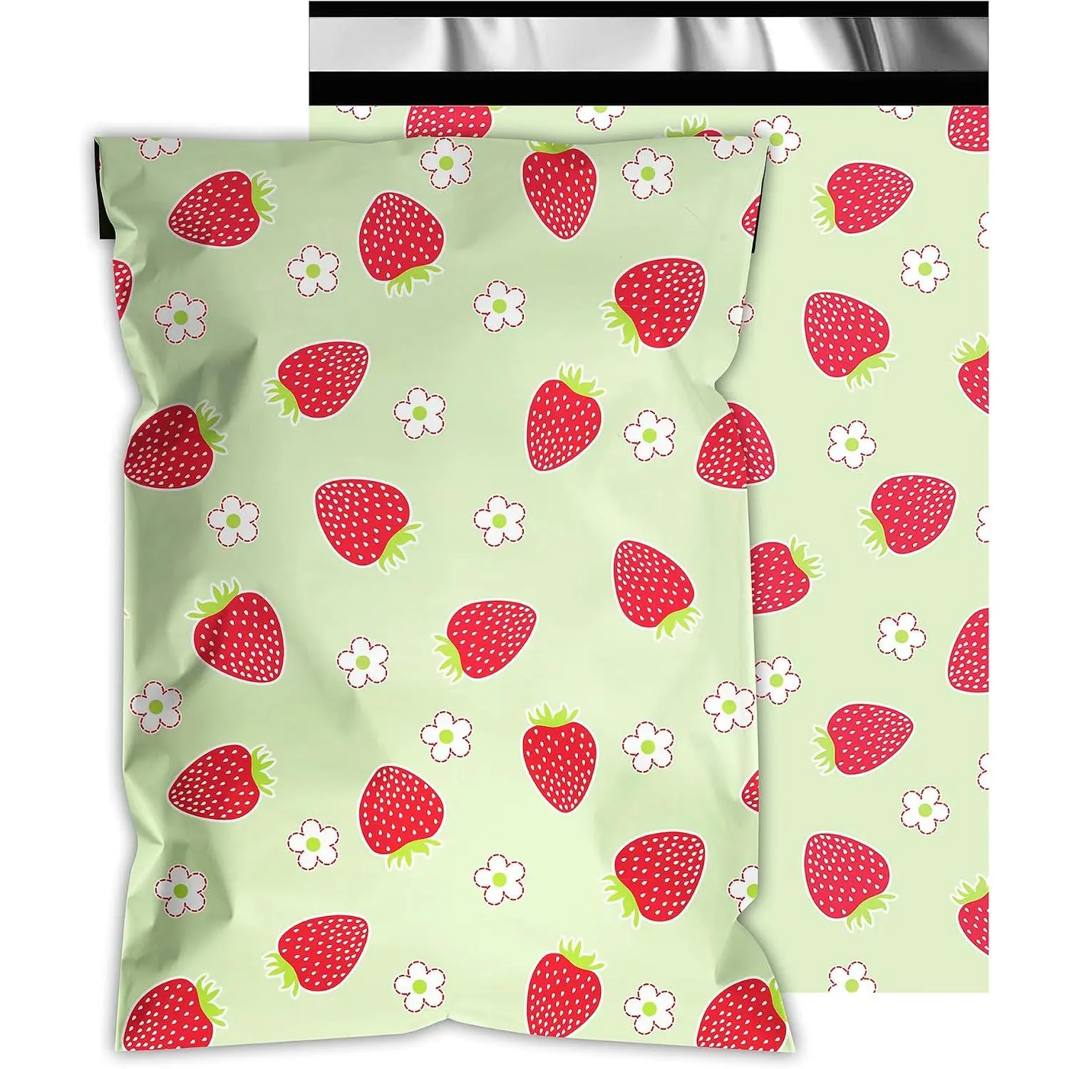 Poly Mailers 10x13 Inch 100 Pcs - Strawberries printed Shipping Bags, 2.4mil Thickness, Waterproof and Tear Resistant Mailing Envelopes, Self-Sealing Packaging Bags for Small Business