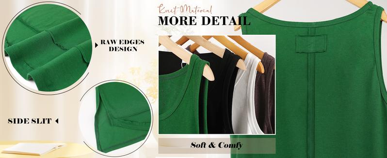 WIHOLL FASHION Loose Fit Tank Tops for Women Scoop Neck Summer Side Split Sleeveless Shirts 2025 Fashion