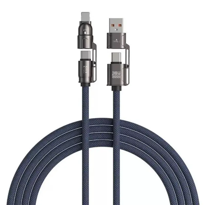 1 Pack / 2 Pack 4 in 1 Fast Charging Cable,240W USB C Charging Cable ,Multi Connector Charging Cable for Compatible Smartphones,Tablets and Other Devices,Tangle Resistant Data Cable for Home,Office,Travel,Everyday Use