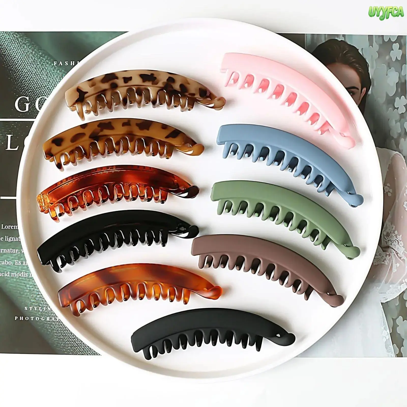 10 Pack Assorted Matte Tortoiseshell Banana Hair Clips for Women, Elegant Strong Hold Non Slip Curved Teeth French Hair Barrettes, Durable Acrylic Hair Accessory for High Ponytail Thick Thin Hair Daily Office Workout Birthday Gift,summerwins