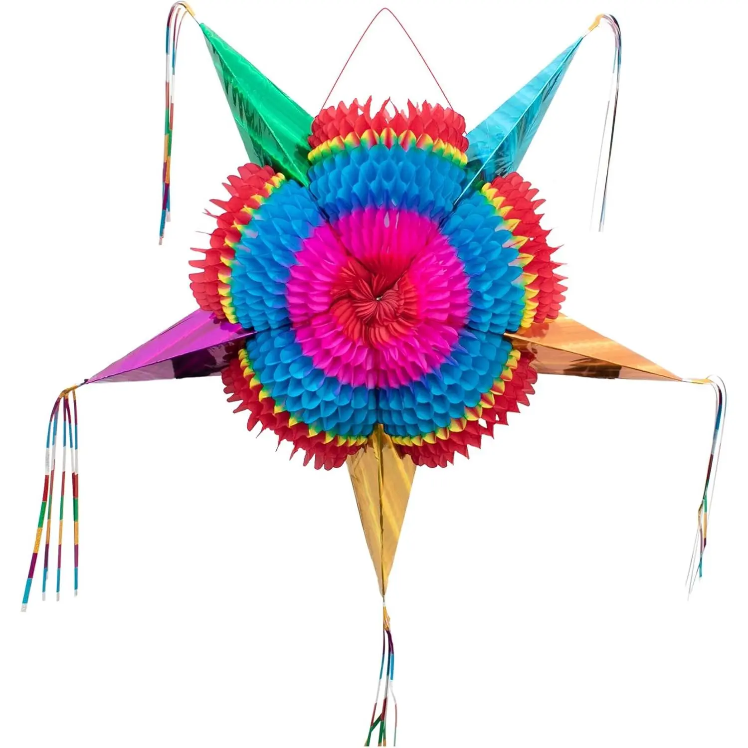 Authentic Handmade Foldable 26 Inch Medium Mexican Star Pinata for Birthday Party Fiesta Cinco de Mayo