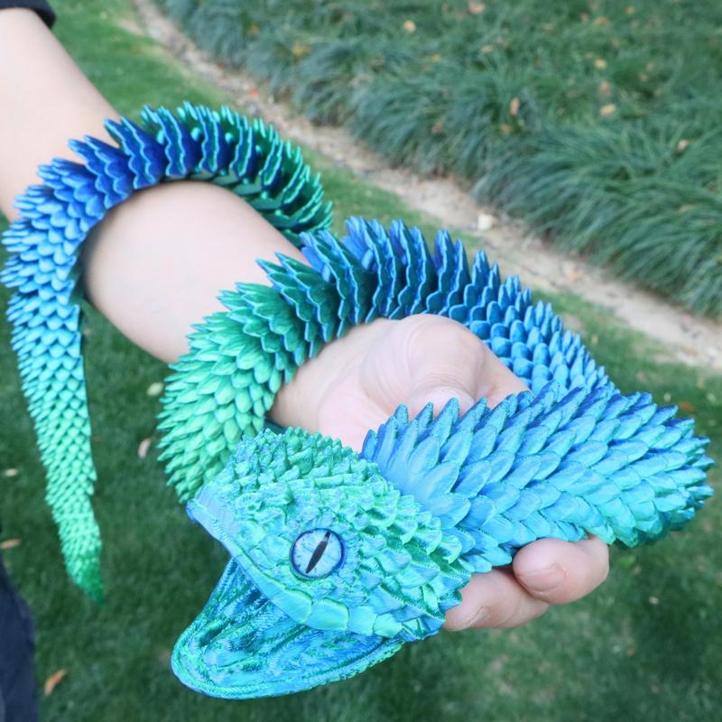 3D Printed Snake Model, 1 Count Creative Snake Model Ornament, Simulation Snake Model for Indoor & Outdoor Decor, Decorative Figurines