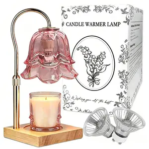 Lily of the Valley Candle Melter Lamp with 2 Halogen Bulbs & Vanilla Candle for Office Decor