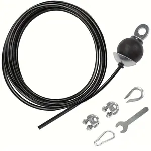 Adjustable Fitness Pulley Cable, 5 Sizes (78/118/196/275/393 Inch), Steel Rope, Home Gym Equipment Replacement, Pulley System