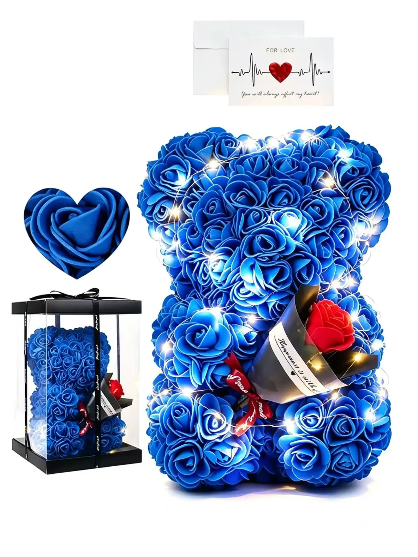 Rose Bear Bouquet Floral Gift Set, Perfect for Graduation, Valentine's Day, Christmas, Ideal for Girlfriend, Best Friend, Memorial Gifts