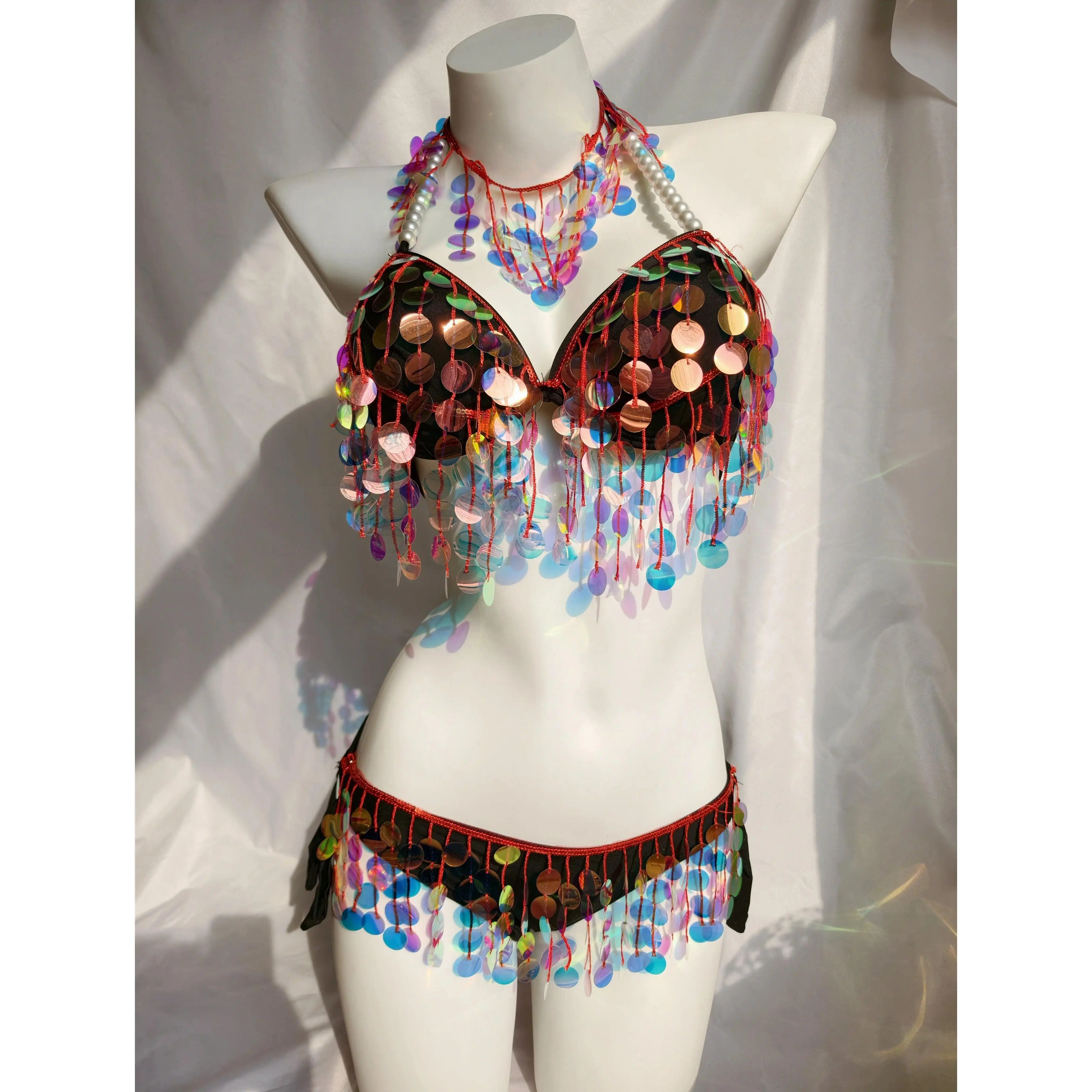 Luxury Original Handmade Mermaid Performance Bikini with Glitter Marine Park Nightclub Female Group Stage Dance Outfit