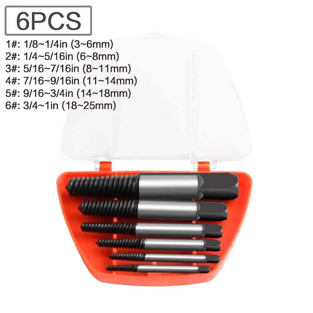 5pcs/6pcs Damaged Broken Screw Remover Extractor,Drill Bits Steel Durable Easy Out Remover Tool,Works on Wood and Machine Screws