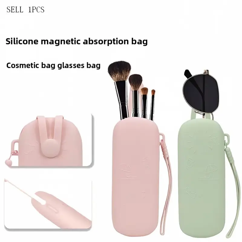 Nordic Style Portable Silicone Storage Box, Waterproof Makeup Brush Case, Travel Cosmetic Bag, Suitable for Home and Travel Use