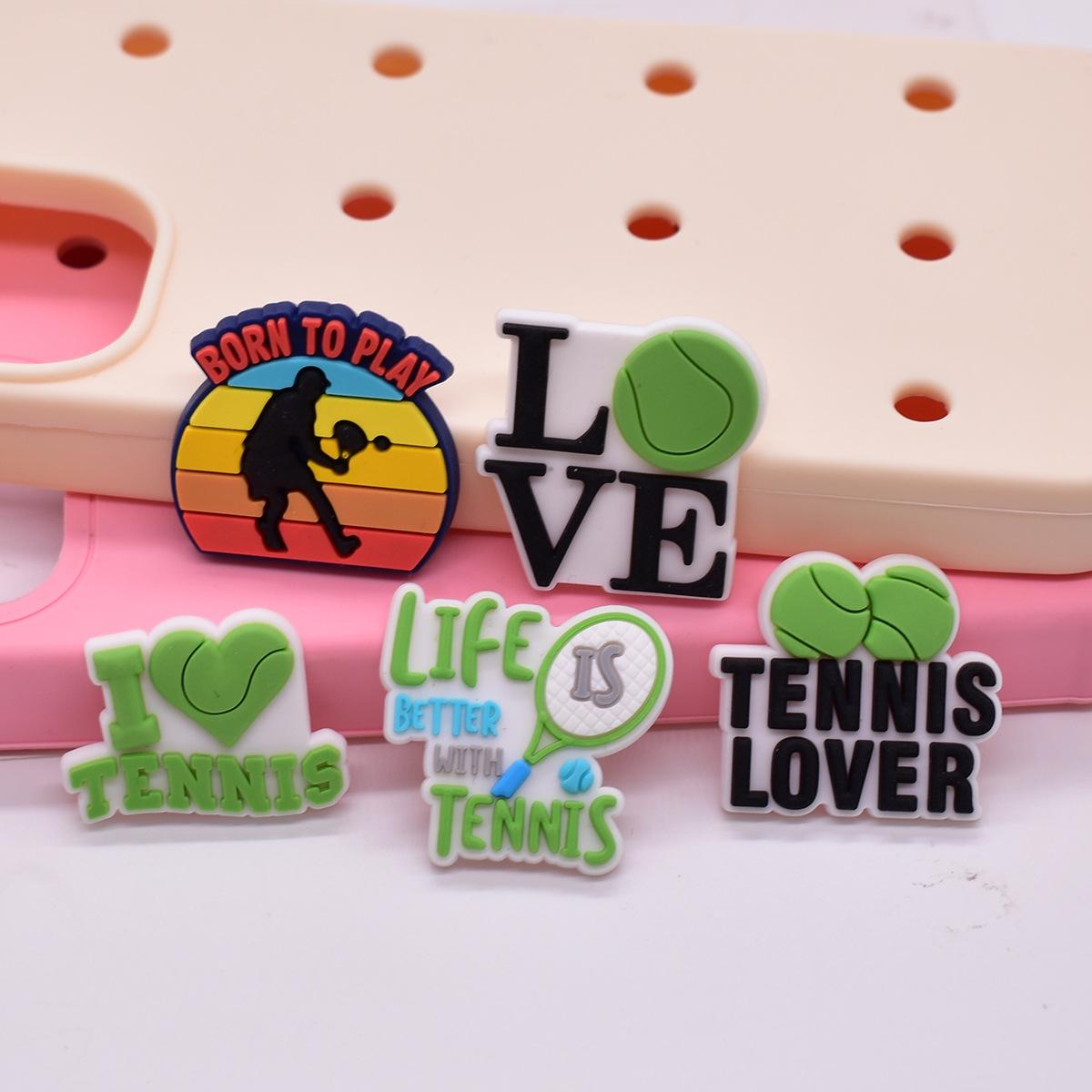 New tennis sports trend DIY accessories, PVC soft adhesive patches for phone cases, hair accessories, and flat decorations