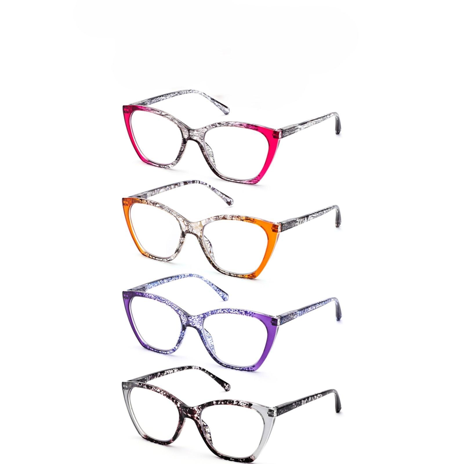 DEAAOK 4 Pack Reading Glasses Blue Light ReadersWomen Glasses Anti Eyestrain Glasses Blue Light BlockingComputer Eyeglasses Spring Hinges Multicolor