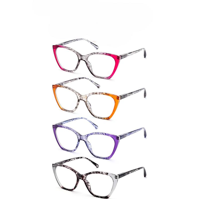 DEAAOK 4 Pack Reading Glasses Blue Light ReadersWomen Glasses Anti Eyestrain Glasses Blue Light BlockingComputer Eyeglasses Spring Hinges Multicolor