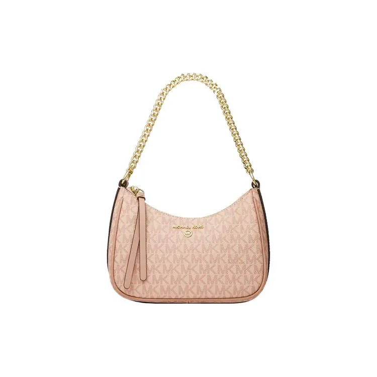 Michael Kors MK Jet Set Charm Crossbody Bag for Women, Vintage-Inspired Monogram Canvas with Leather Trim, Ballet Pink