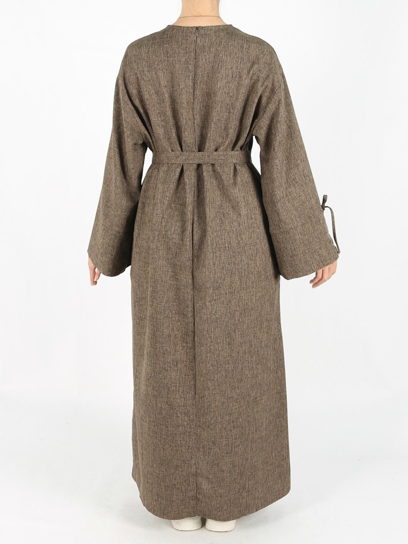 Women's Solid Belted Long Sleeve Muslim Dress, Casual Elegant Modesty Round Neck Dress for Daily Wear, Ladies Abaya Islamic Clothing for All Seasons, Dresses for Women, Solid Color Abaya, Abaya Dress Set, Abayas for Eid, Tunic Dress, Classy Modest Dresses