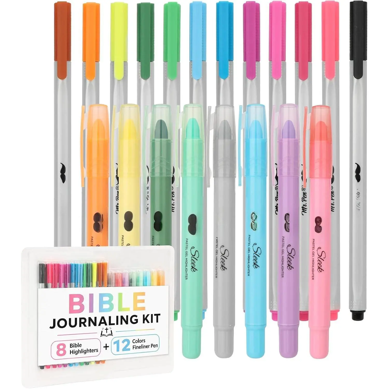 -  Highlighters and s, 20 Pack  Journaling Kit | 8 Colors Gel Highlighters No Bleed and 12 Colors Fineliner s,  Dry and No Smear for Journaling, Planner