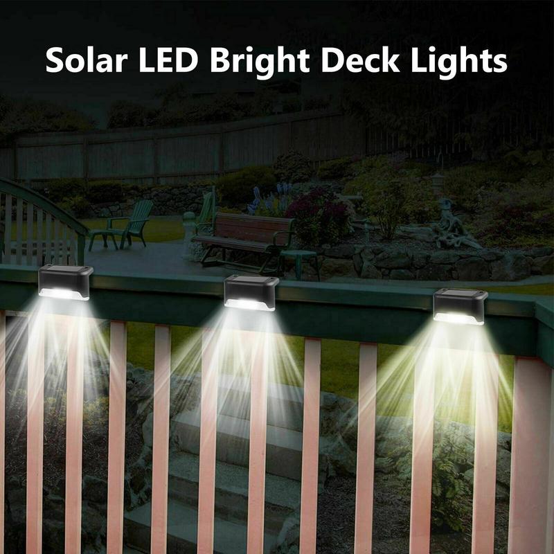 4pcs Solar Step Lights Outdoor Waterproof, Solar LED Bright Deck Lights, Solar Led Lights Outdoor for Garden, Courtyard, Steps, Sidewalks, Rail, Balcony, Easy To Install | White Lights, Christmas Decorations Lights