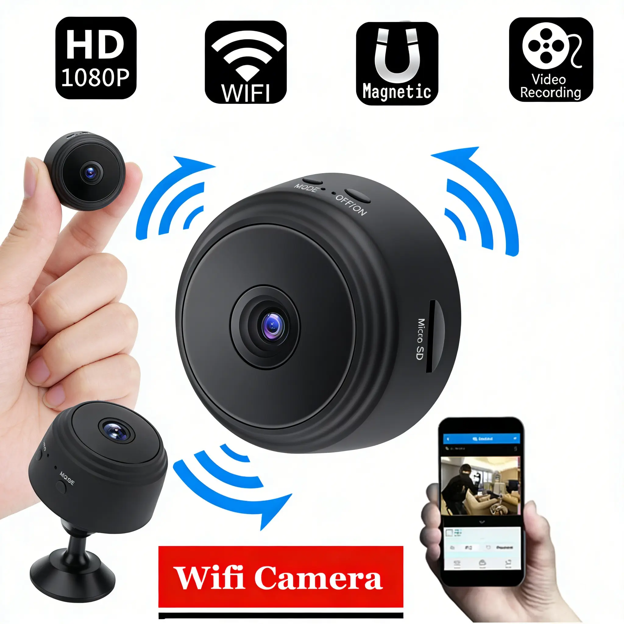 A9 WiFi Mini Camera, Wireless Video Recorder, Security Surveillance Camera, Smart Home Monitor, Suitable for Babies and Pets, Monitoring