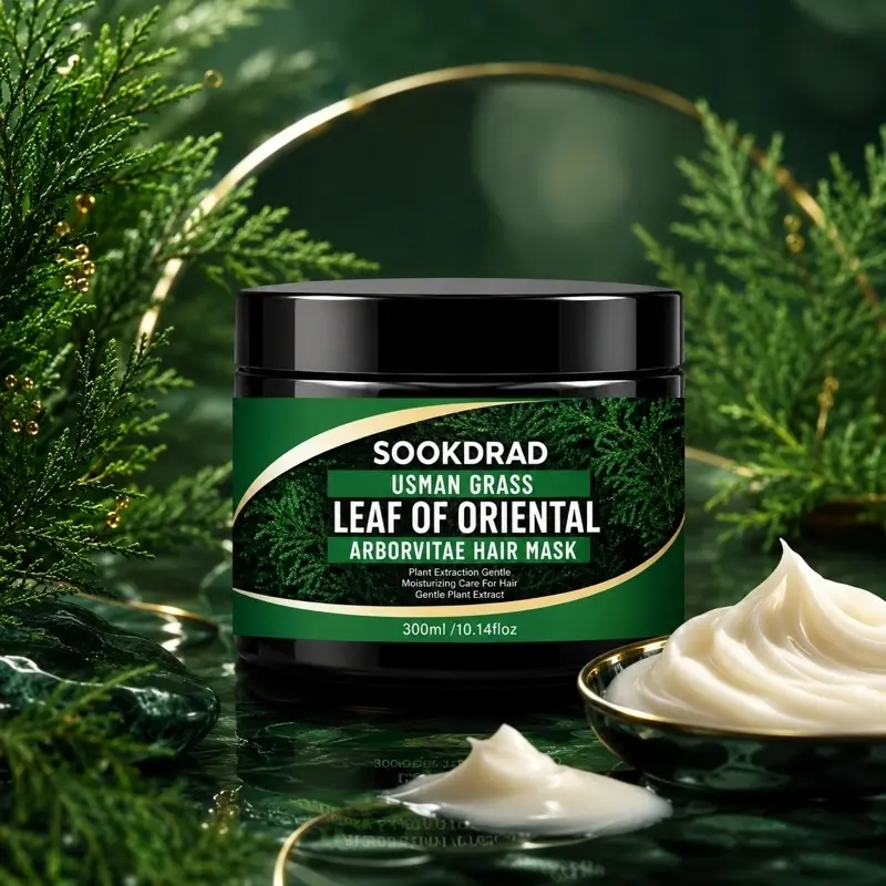 Usman Grass Leaf of Oriental Arborvitae Hair Mask, Plant Extraction, Gentle, Moisturizing Hair Care, 300ml/10.14floz
