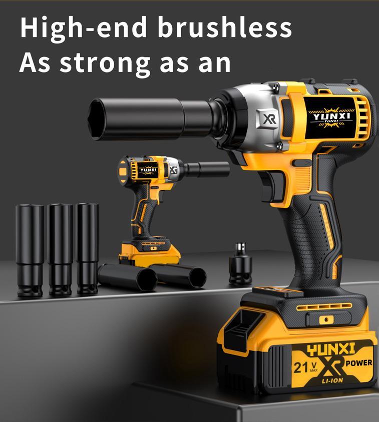 YUNXI 21V 350N Cordless Impact Wrench Wireless Drill Kit, Brushless Electric Impact Gun Drill, Impact Wrench Drill, Toolbox, Charger, Socket And Complete Accessories. Suitable For Men'S Gifts In Cars And Homes | Father'S Day Gifts Set with Work Light