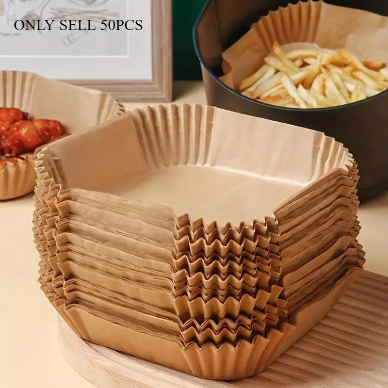 50 Pcs Non-Stick Air Fryer Liners, Square Paper Lining for Baking, Roasting, Microwave Cooking, Easy Clean, Healthier Cooking, Hotel/business Use, Nonstick Baking Paper